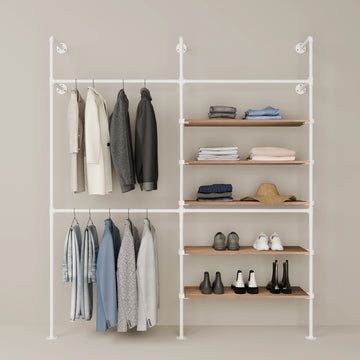 KIM DOUBLE 2 OAK – 5 shelves on the right | white