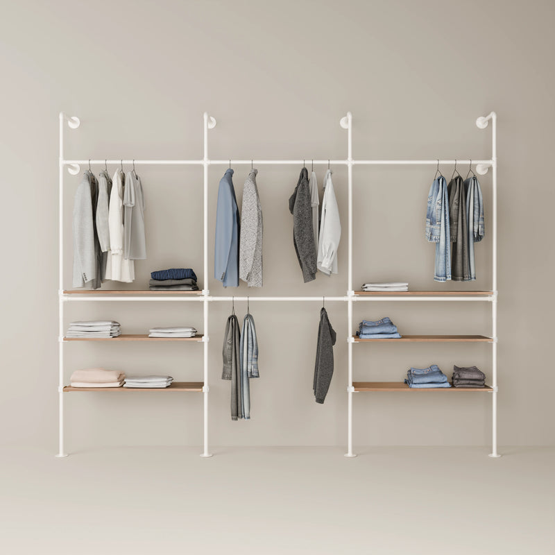 KIM DOUBLE 3 OAK – 6 shelves at the bottom | white