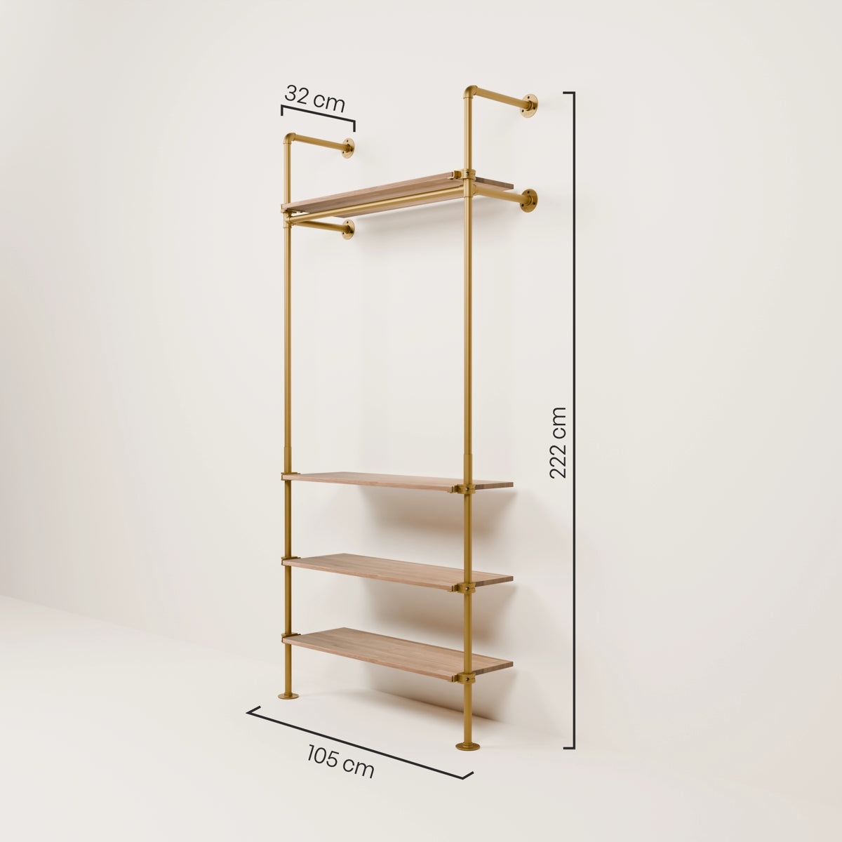 KIM 1 OAK – 4 shelves | gold