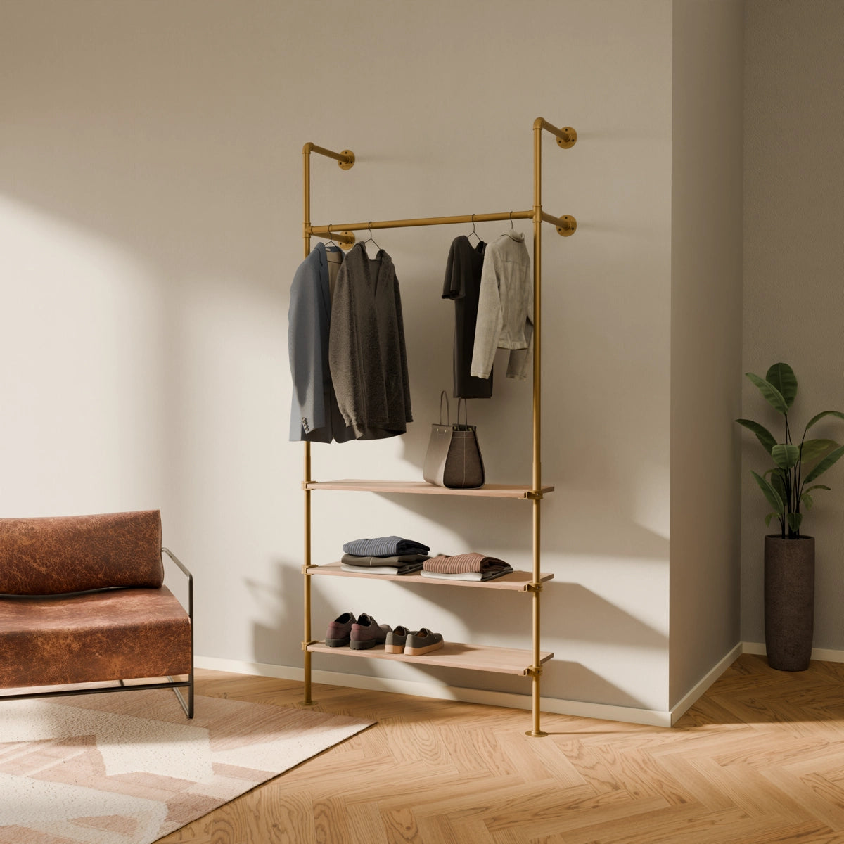 KIM 1 OAK – 3 shelves | gold