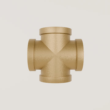 4-Way Connector – Gold | Malleable Iron Fittings Gold