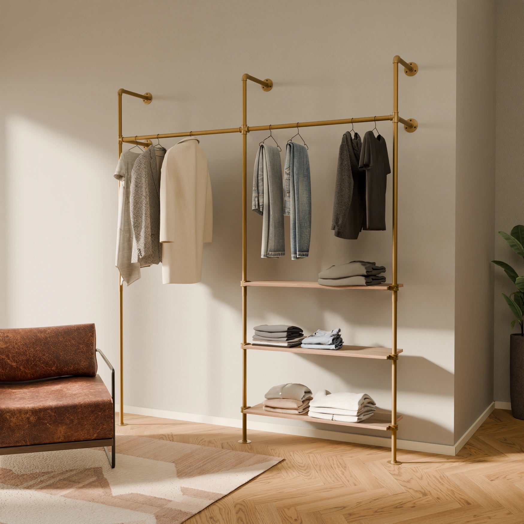 KIM 2 OAK – 3 shelves | gold
