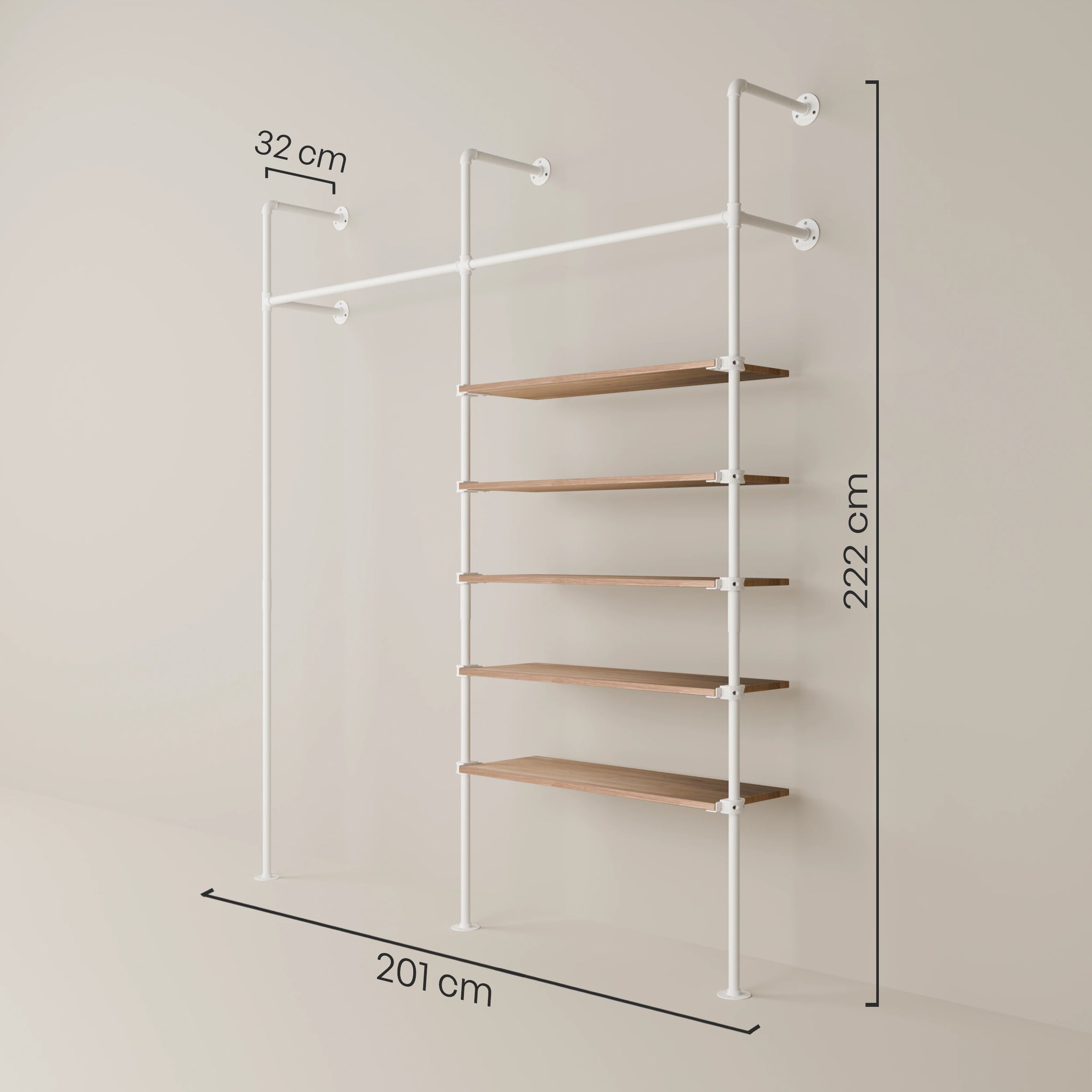 KIM 2 OAK – 5 shelves | white