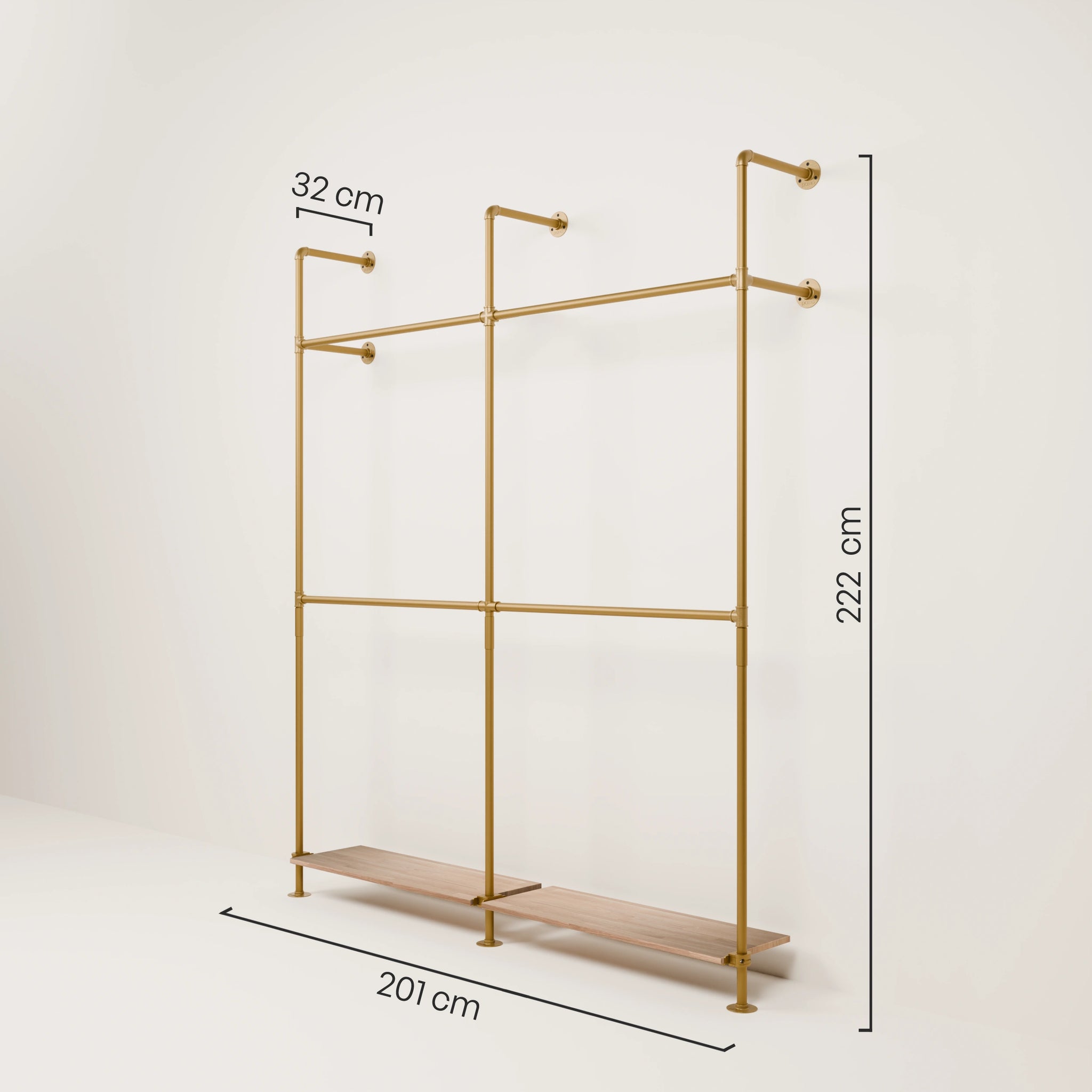 KIM DOUBLE 2 OAK –  2 bottom shelves | gold