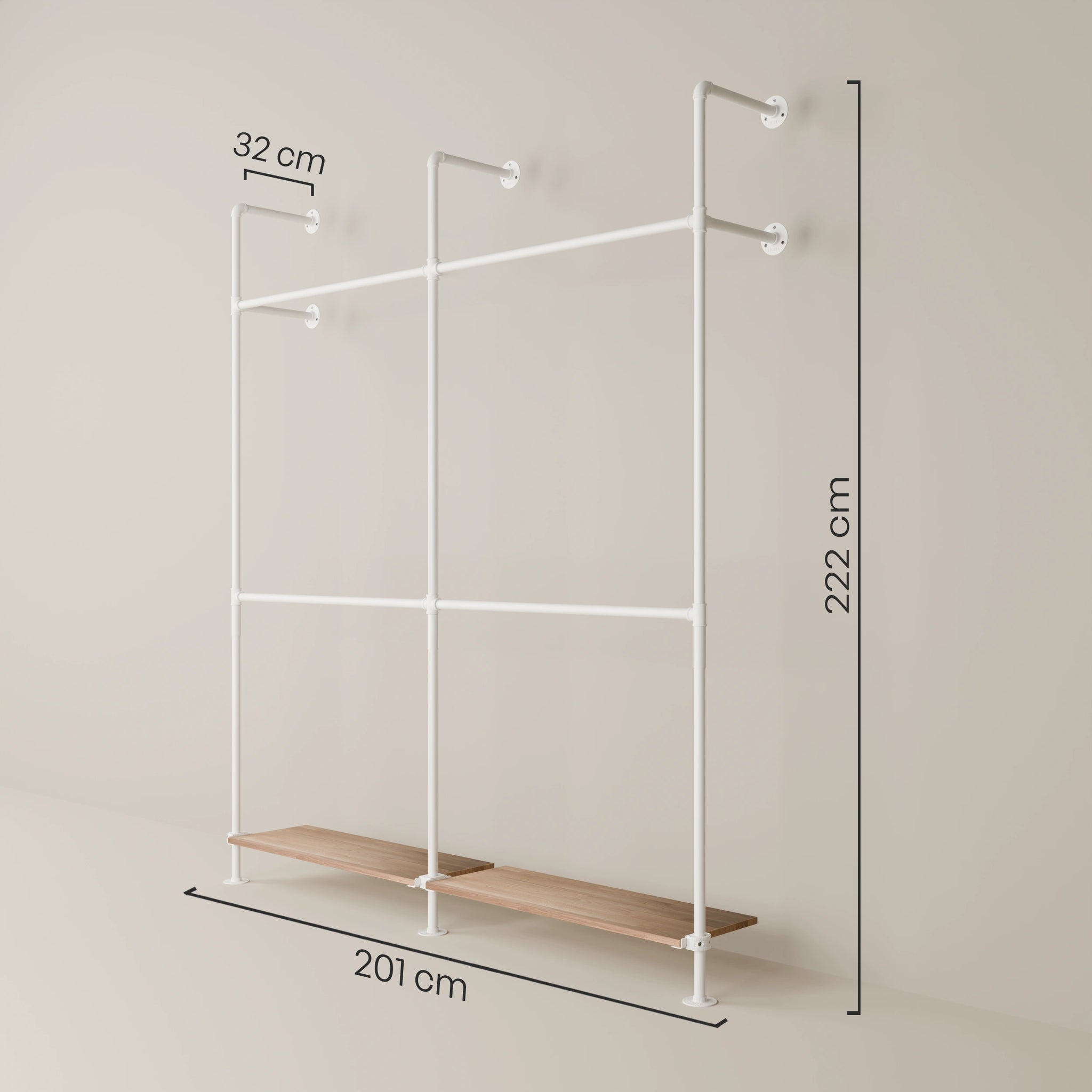 KIM DOUBLE 2 OAK – 2 shelves at the bottom | white