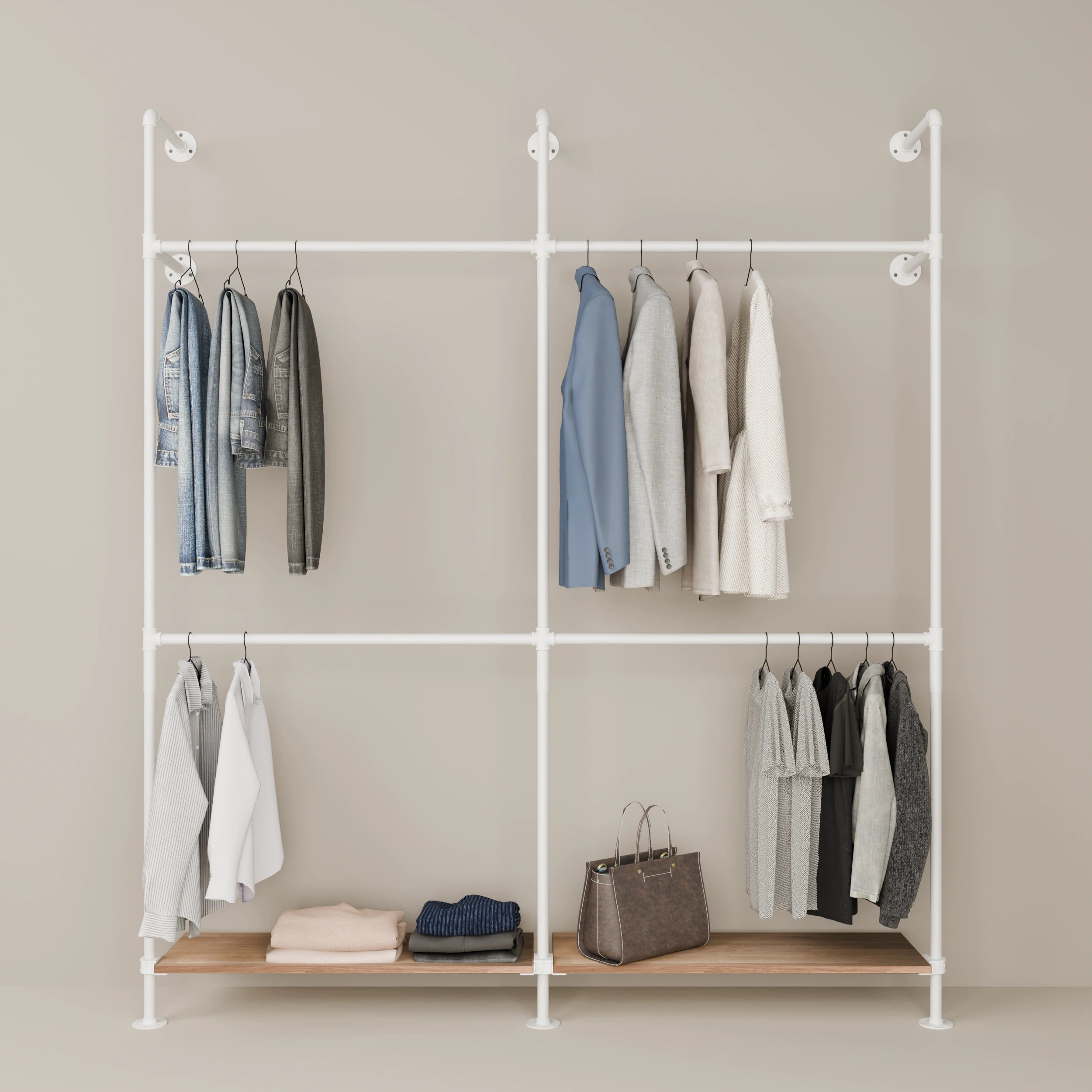 KIM DOUBLE 2 OAK – 2 hyller i bunnen | hvit