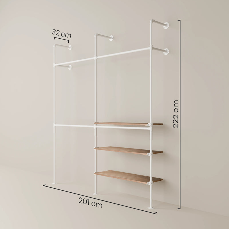 KIM DOUBLE 2 OAK – 3 shelves | white