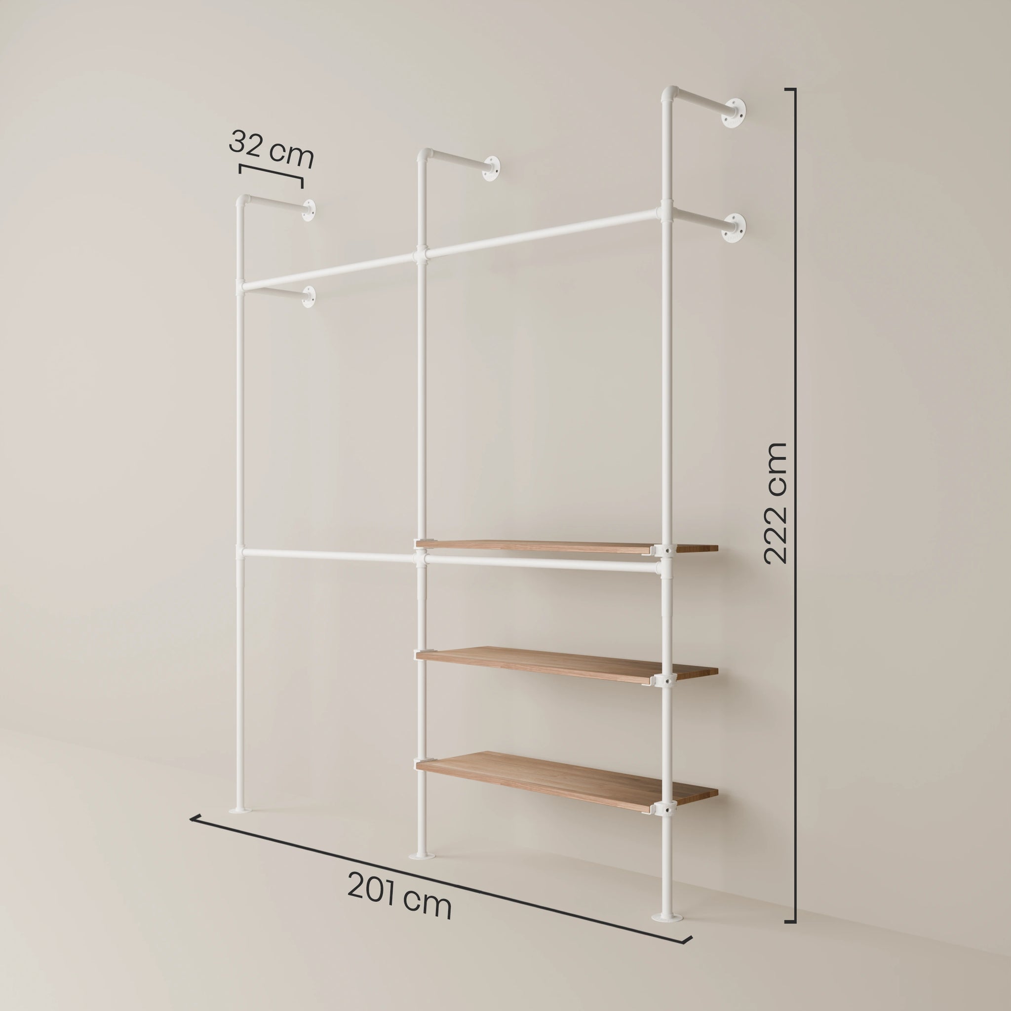 KIM DOUBLE 2 OAK – 3 shelves | white