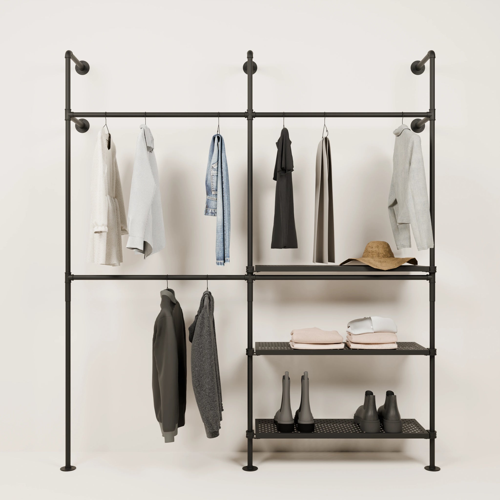 KIM DOUBLE 2 METAL – 3 hyller | Klesstativ med hylle