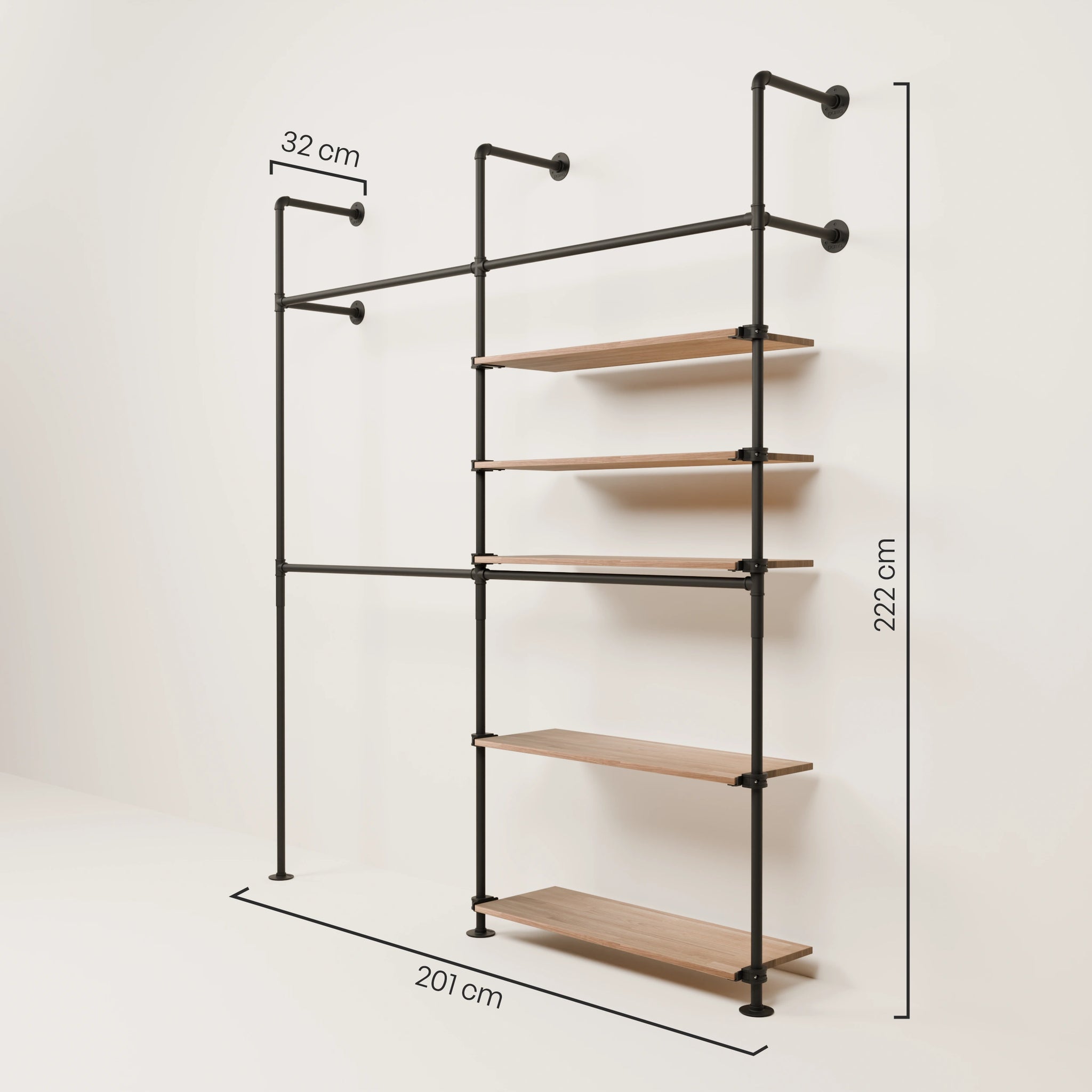 KIM DOUBLE 2 OAK – 5 hyller høyre