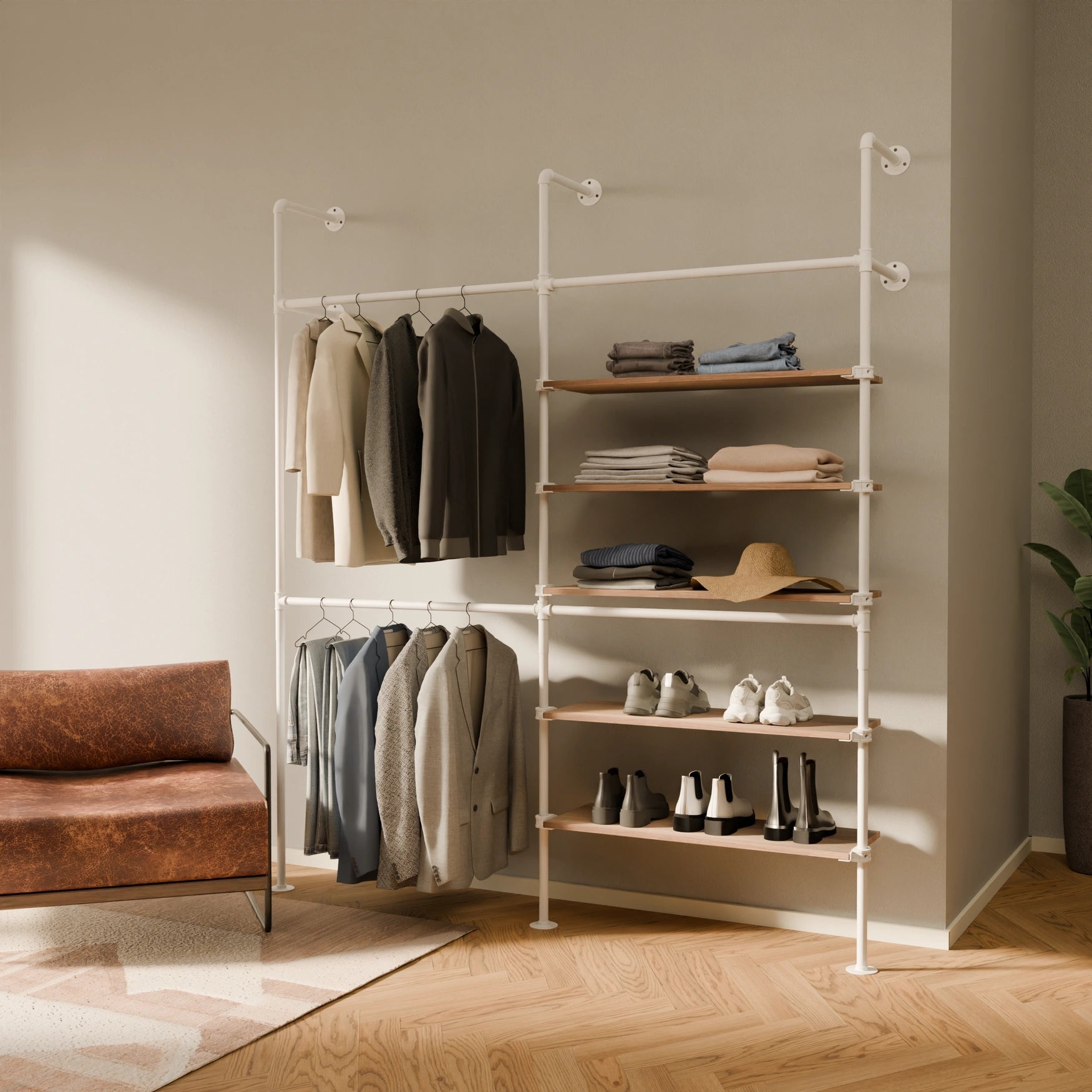 KIM DOUBLE 2 OAK – 5 hyller høyre | hvit