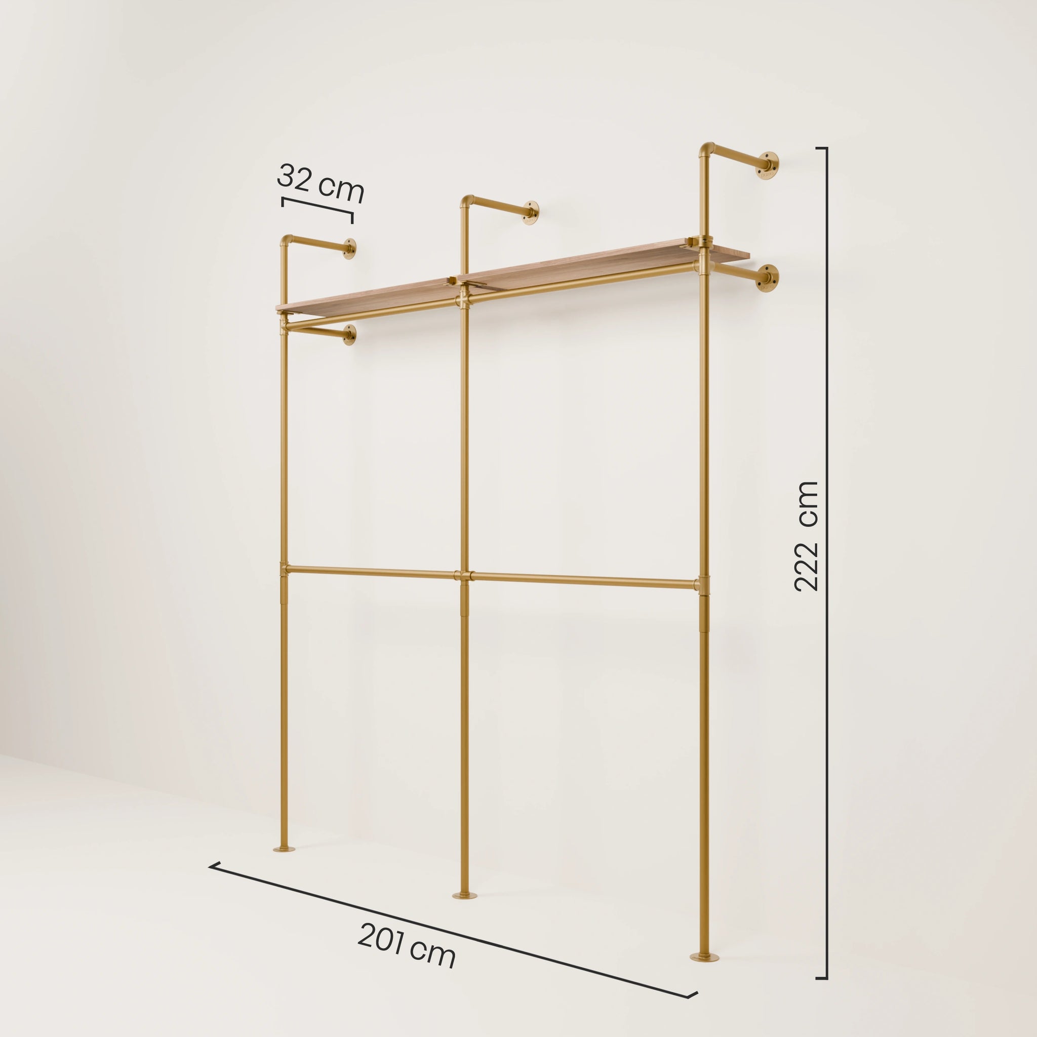 KIM DOUBLE 2 OAK –  2 top shelves | gold