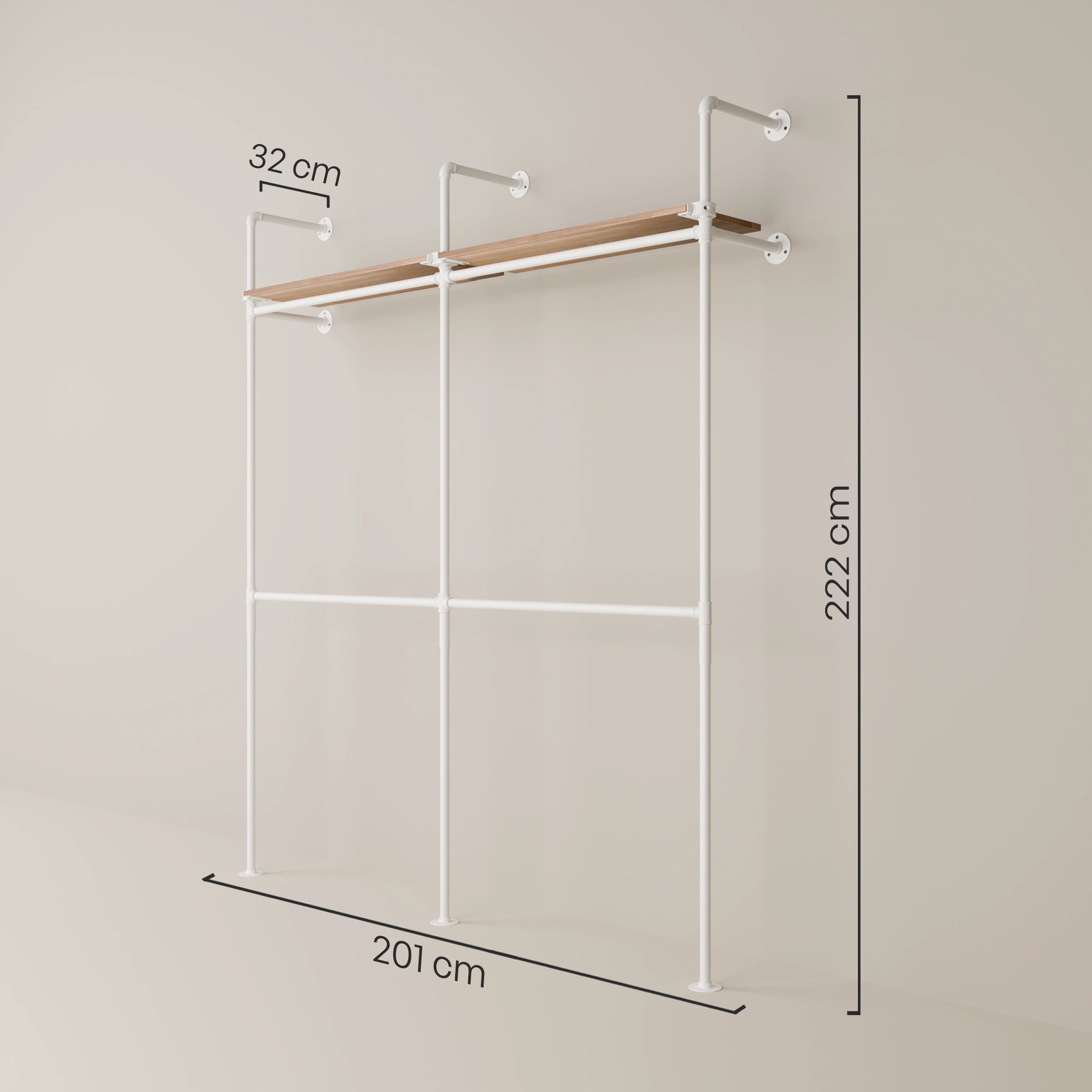 KIM DOUBLE 2 OAK – 2 top shelves | white