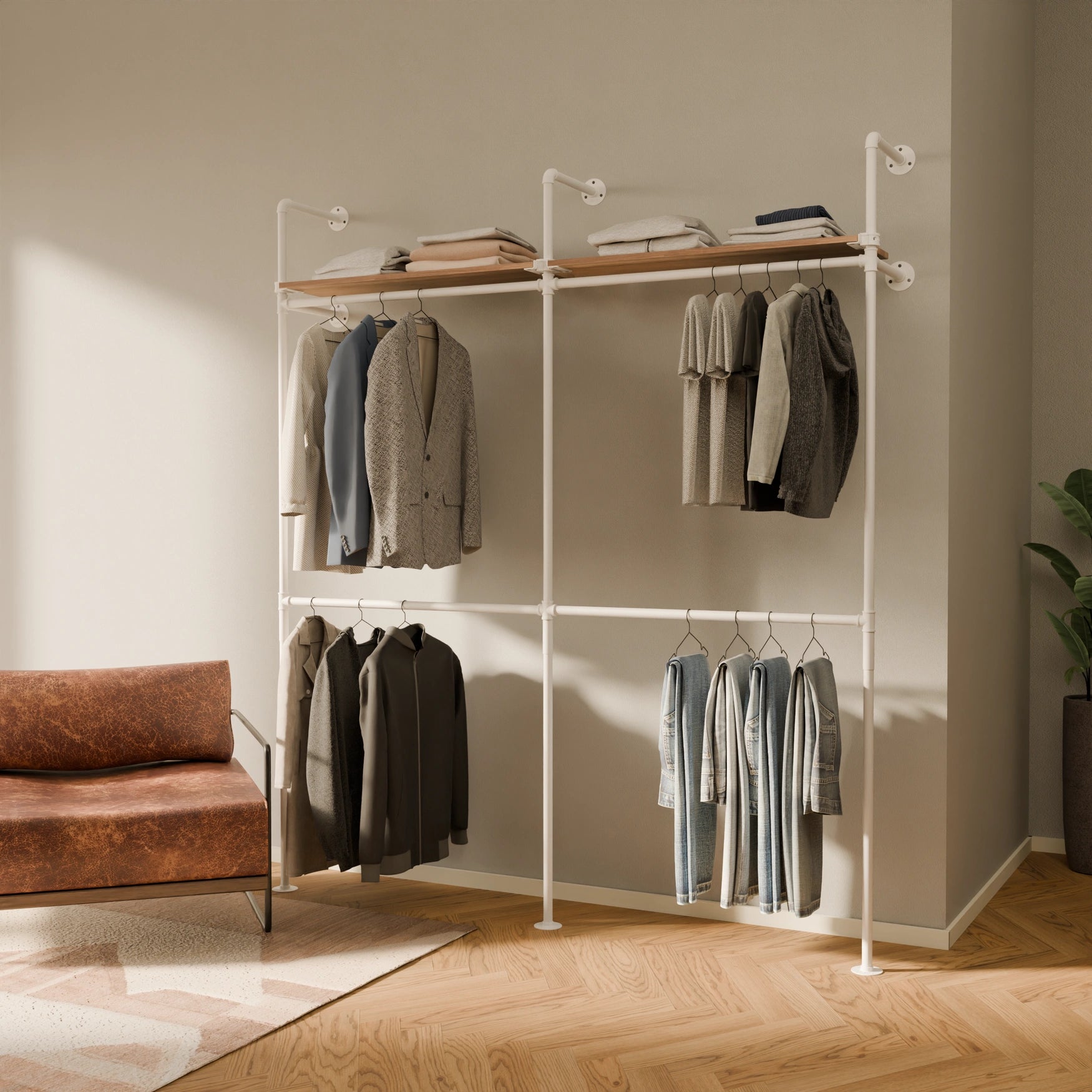 KIM DOUBLE 2 OAK – 2 top shelves | white