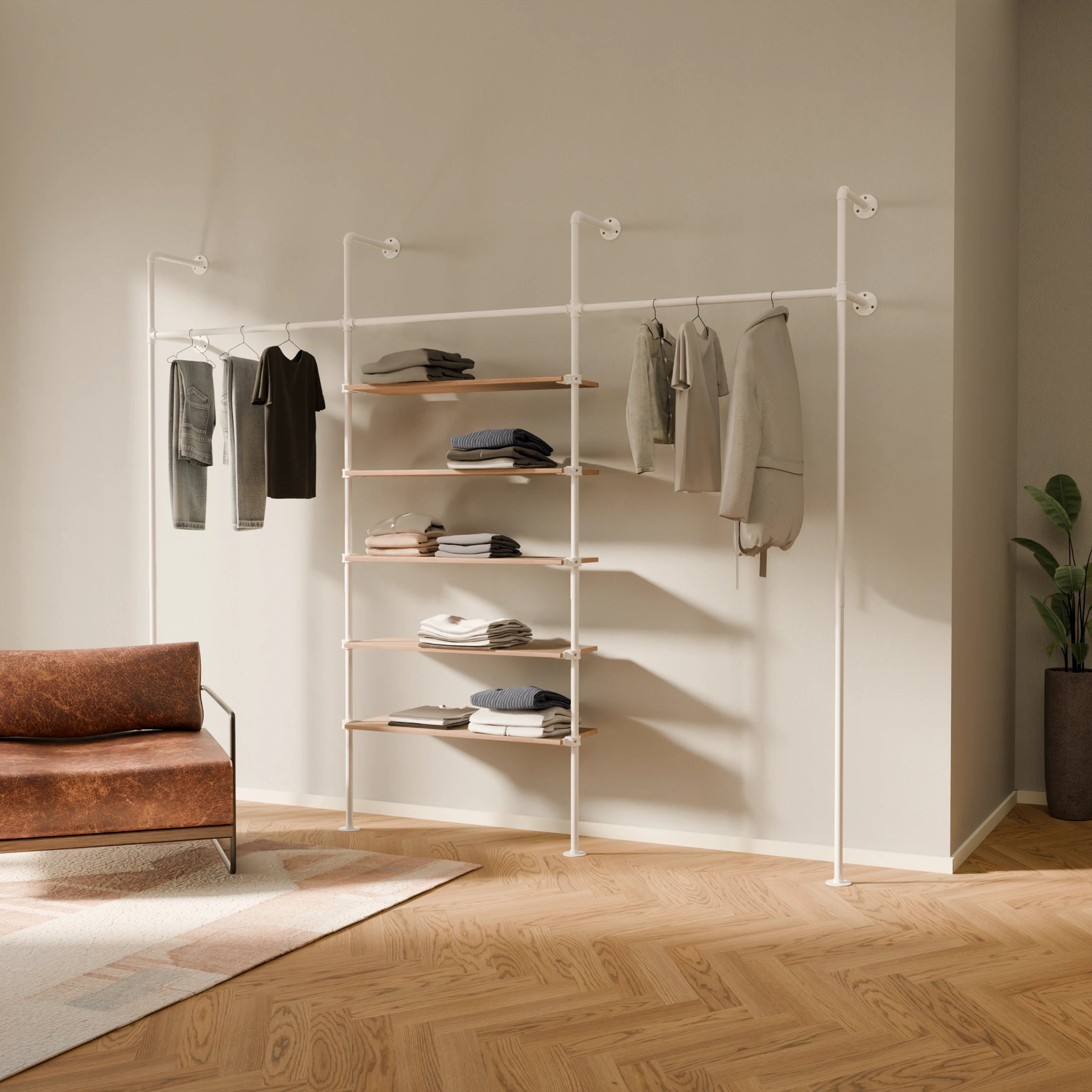 KIM 3 OAK – 5 shelves | white