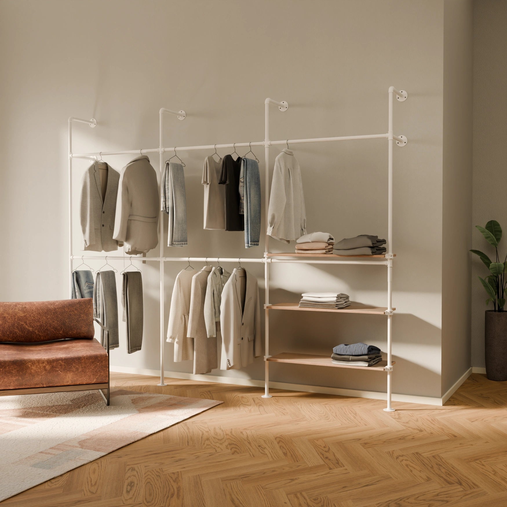 KIM DOUBLE 3 OAK – 3 hyller høyre | hvit