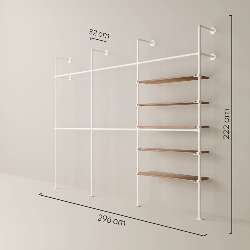 KIM DOUBLE 3 OAK – 5 shelves | white