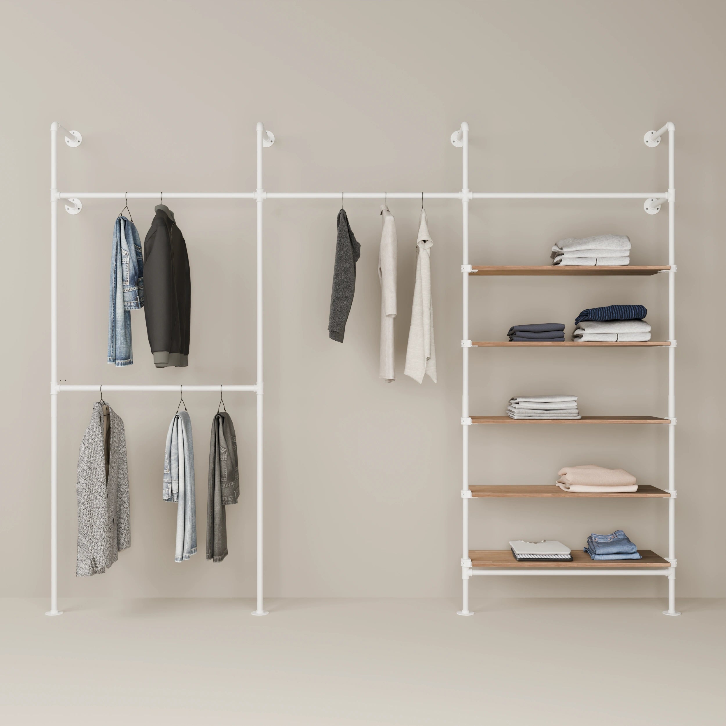 KIM DOUBLE 3 OAK – 5 hyller | hvit