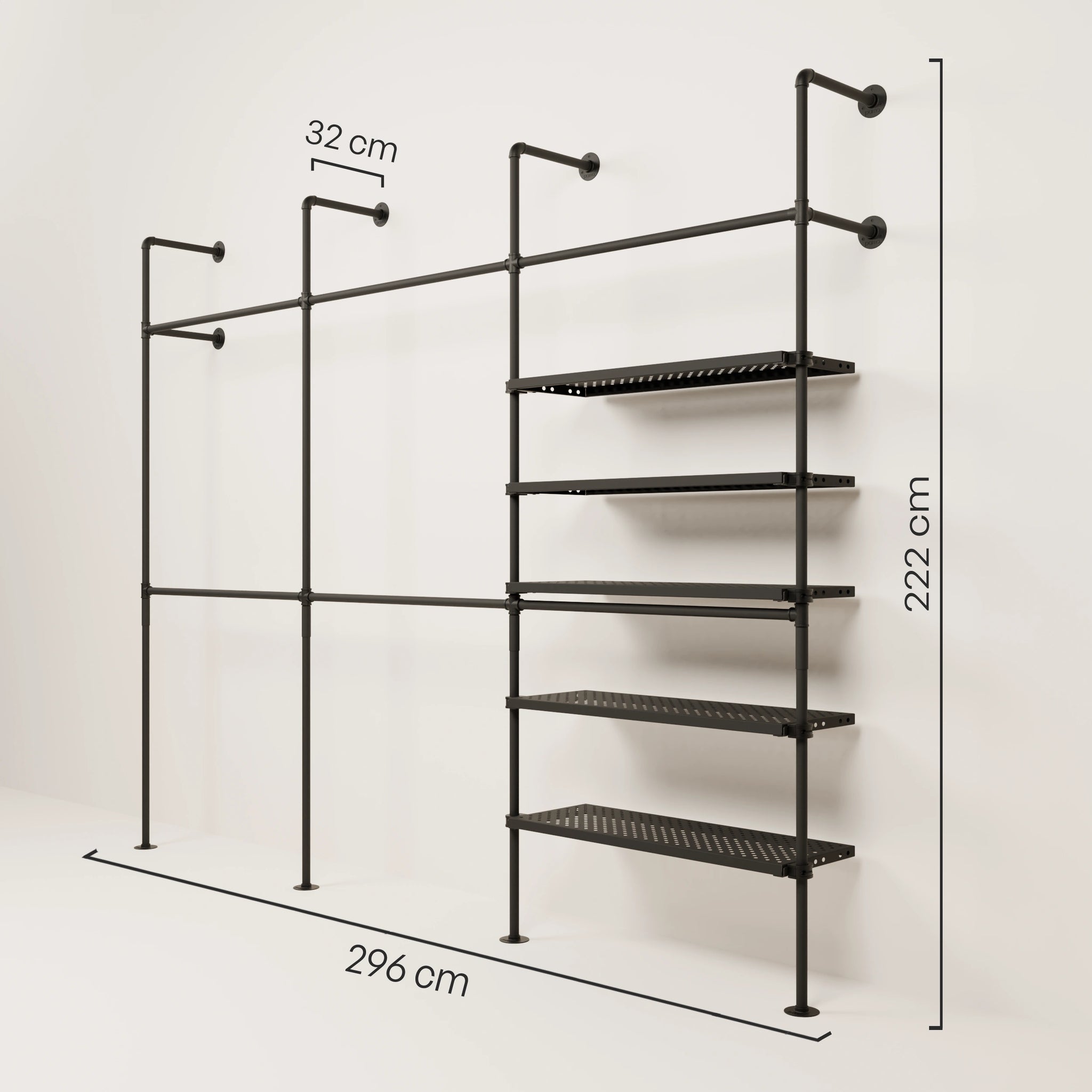 KIM DOUBLE 3 METAL – 5 hyller | Walk-in closet