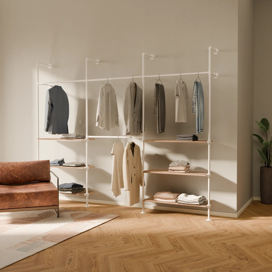 KIM DOUBLE 3 OAK – 6 hyller under | hvit