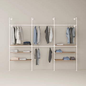 KIM DOUBLE 3 OAK – 6 shelves at the bottom | white