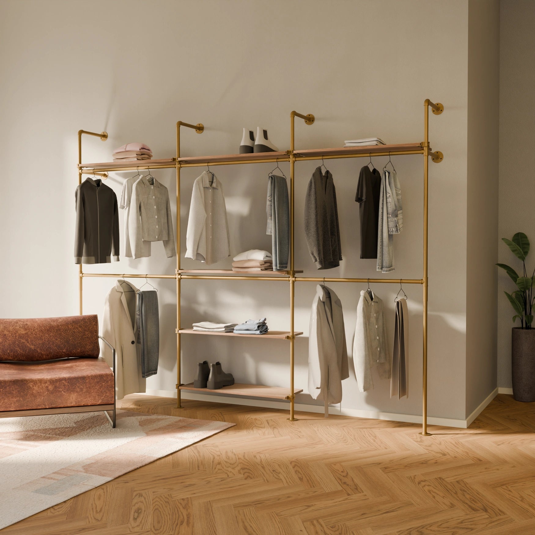 KIM DOUBLE 3 OAK – 6 øverste hyller | gull