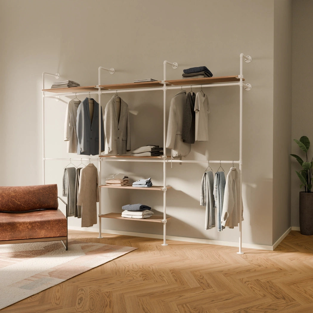 KIM DOUBLE 3 OAK – 6 øverste hyller | hvit