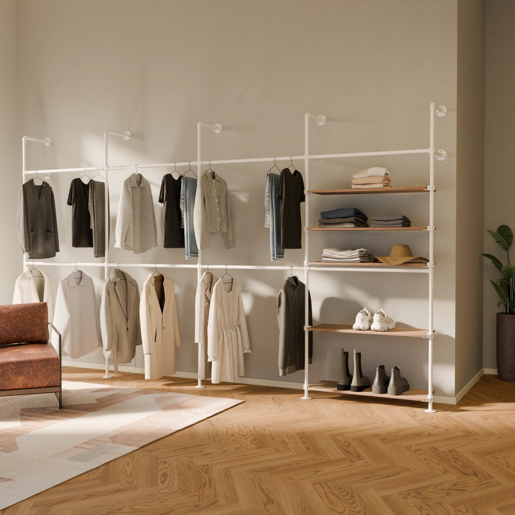 KIM DOUBLE 4 OAK – 5 hyller | hvit