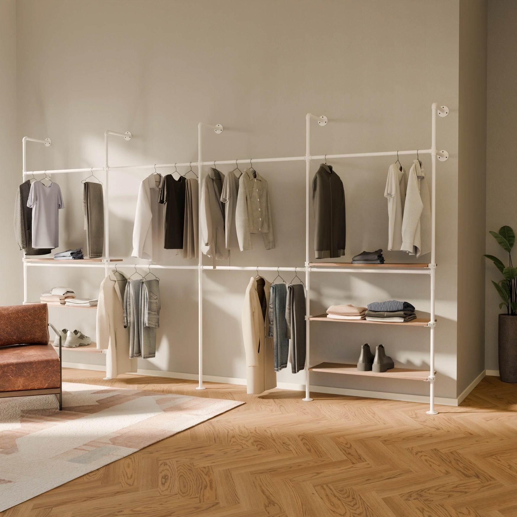 KIM DOUBLE 4 OAK – 6 hyller | hvit