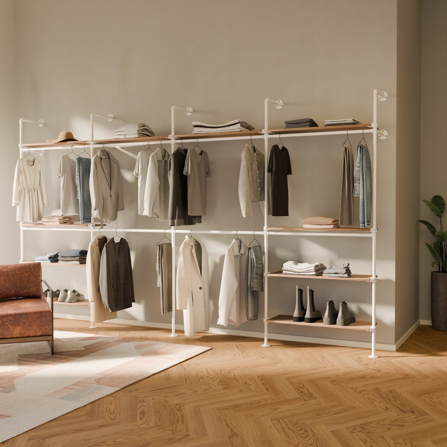 KIM DOUBLE 4 OAK – 10 øverste hyller | hvit