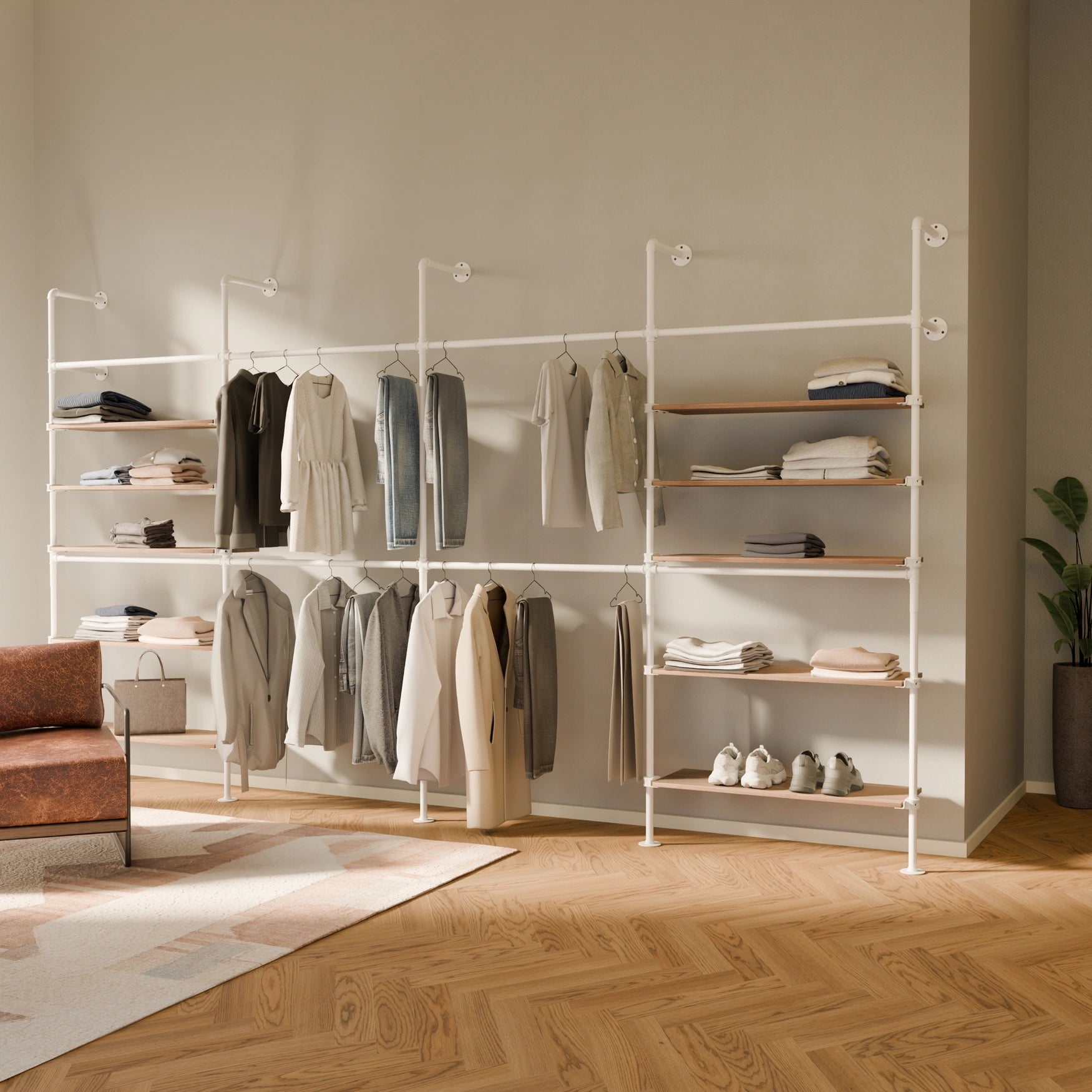 KIM DOUBLE 4 OAK – 10 hyller | hvit